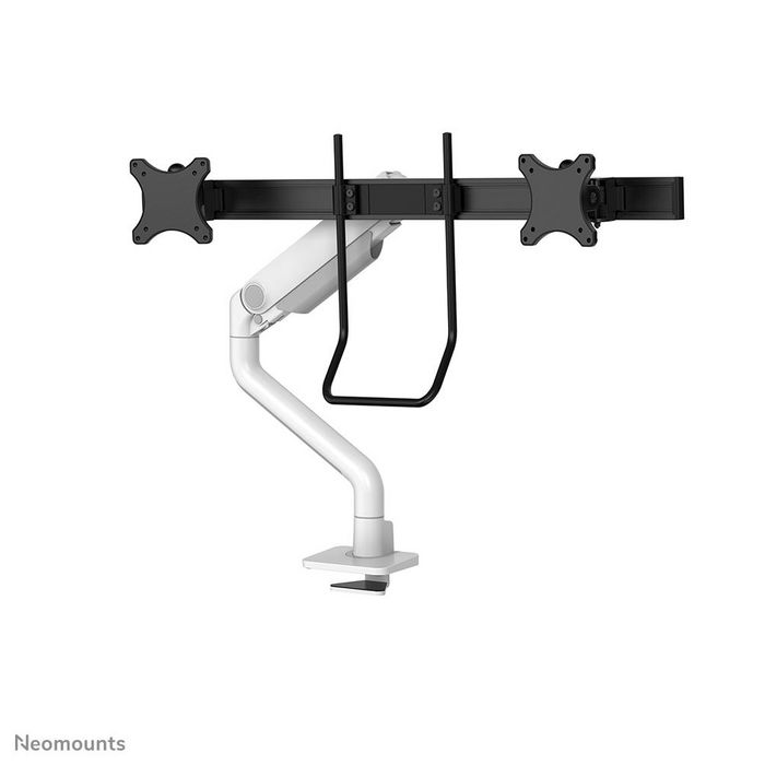 Neomounts DS75S-950WH2 Support de Bureau à Double Écran avec Vérin à Gaz - Compatible VESA 75x75/100x100 mm - 2 Écrans jusqu'à 32" - Réglage Hauteur, Inclinaison, Rotation - Blanc