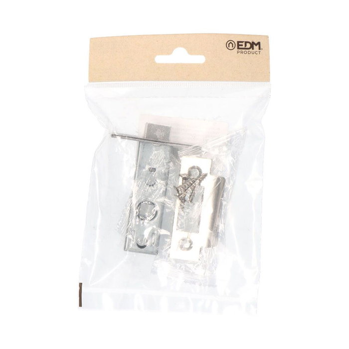 Edm PCT03 Blister picaporte tubulaire acier nickel satiné canto cuadrado 45 mm 68x25x57,5 mm