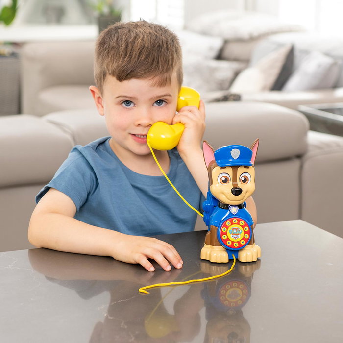 DEQUBE Patrulla Canina Téléphone-Jouet Chase Téléphone à Trainer avec Mélodie, Sons et Apprentissage des Numéros Multilingue Jouet Éducatif pour Enfant 18 Mois et Plus