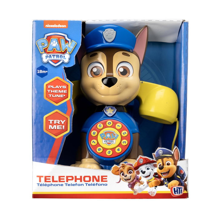 DEQUBE Patrulla Canina Téléphone-Jouet Chase Téléphone à Trainer avec Mélodie, Sons et Apprentissage des Numéros Multilingue Jouet Éducatif pour Enfant 18 Mois et Plus