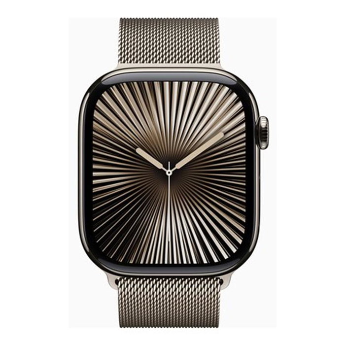 Apple Watch Series 10 GPS 4G 46mm Bracelet Milanese Titane Naturel - Montre Connectée