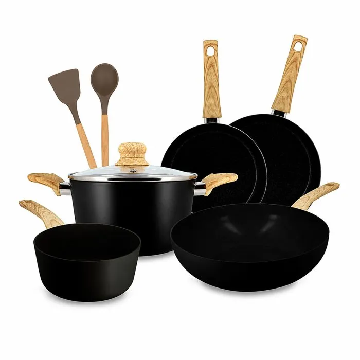 Menastyl Batterie de cuisine Colorama Noir 9 pièces Menastyl Batterie de cuisine Colorama Noir 9 pièces
