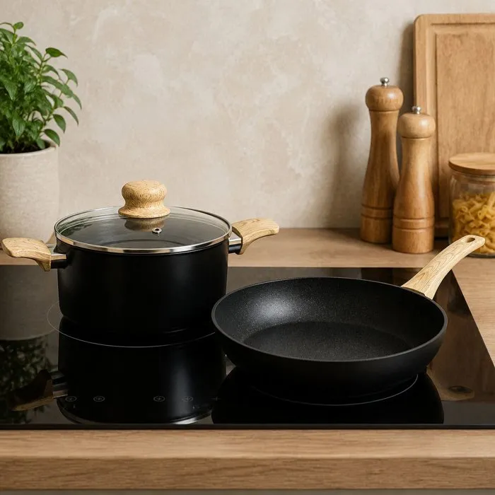 Menastyl Batterie de cuisine Colorama Noir 9 pièces Menastyl Batterie de cuisine Colorama Noir 9 pièces