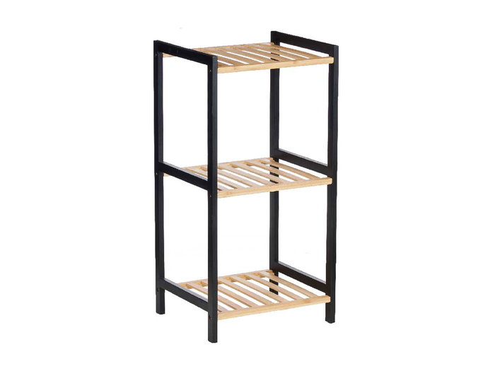Berilo Étagère Carrée 3 Niveaux Bambou Noir 70x30x6 cm