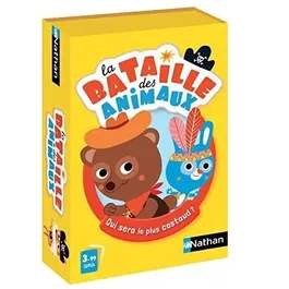 Nathan Jeu de Cartes La Bataille des Animaux - Animaux Rigolos - Jeu de Société pour Enfants dès 3 ans - Durée de Jeu 20 min