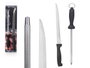 Kinvara Set Coupe-Jambon et Aiguiseur 9 x 38,5 x 2 cm, Acier 3Cr13, Plastique PP, Noir (Set de 12)