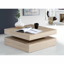 Forte Table basse plateau rotatif Carré Chêne