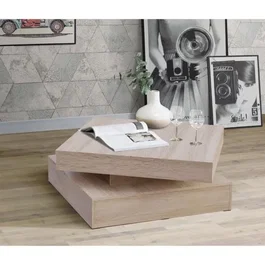 Forte Table basse CFTT4181-D30 avec plateau rotatif, décor chêne, 78 x 78 x 36 cm