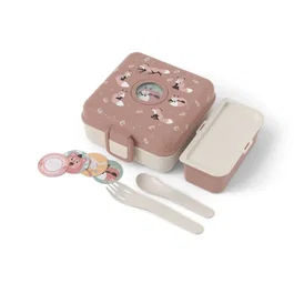 Monbento Boîte à Sandwich Enfant Snacky Fox - 850 ml - Inclus : couverts (cuillère/fourchette), caissette amovible, vignettes personnalisables - Sans BPA