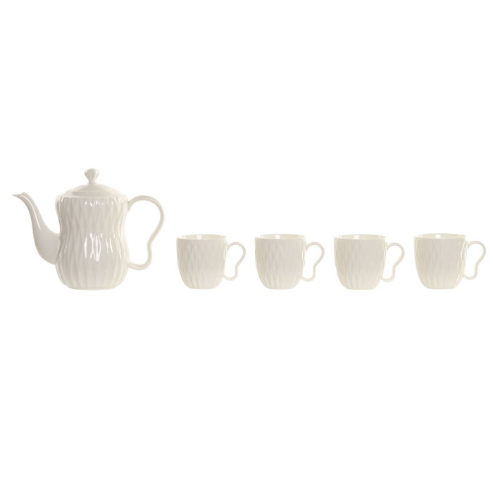 Home ESPRIT Ensemble de tasses à café Blanc et Brun foncé Bambou Porcelaine 6 Pièces