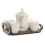 Home ESPRIT Ensemble de tasses à café Blanc et Brun foncé Bambou Porcelaine 6 Pièces