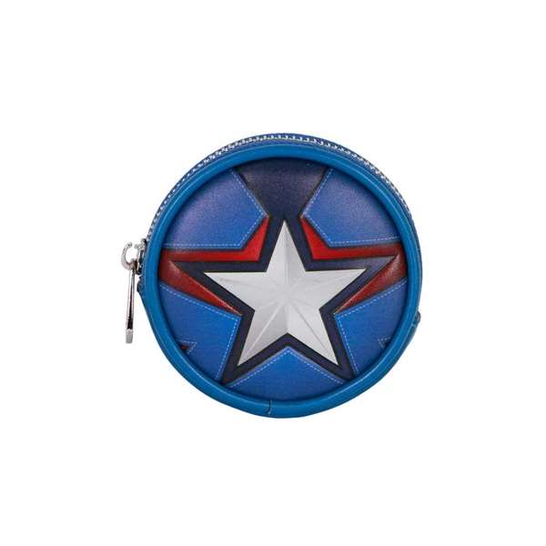 Karactermania Monedero cookie Captain America Courage en PVC, porte-monnaie rond à fermeture éclair, dimensions 8.7 x 2.3 x 8.7 cm, bleu