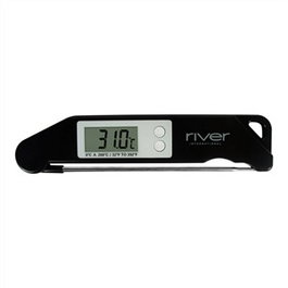 River ACK-001 Thermomètre de cuisine pour aliments noir avec système de mesure à 180°, capteur pliable et écran LCD