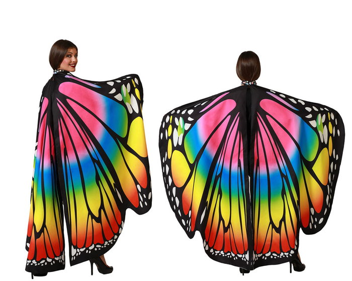 Ailes de papillon multicolores XXL 160 x 140 cm, pour déguisement adulte, carnaval, spectacle et fête Ailes de papillon multicolores XXL 160 x 140 cm, pour déguisement adulte, carnaval, spectacle et fête