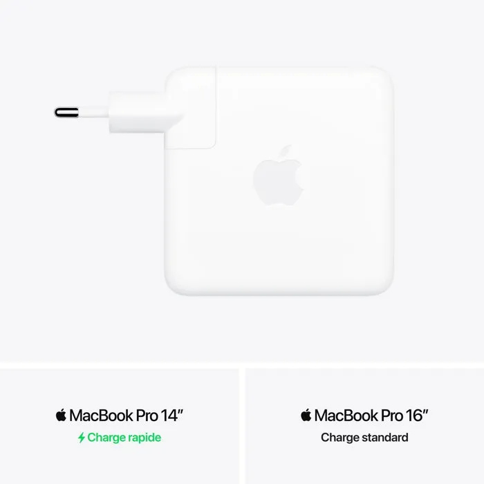 Apple Adaptateur Secteur USB-C 96 W Blanc - Charge Rapide pour MacBook Pro 16", MacBook Air Retina 13", MacBook 12" et autres modèles (Câble vendu séparément)