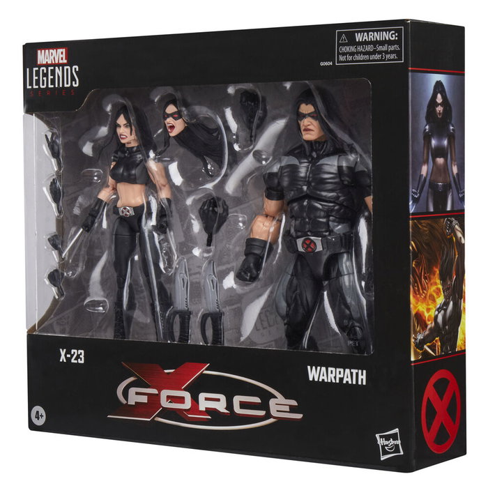 HASBRO - Figurines articulées Marvel Legends X-Force 15 cm - 2 personnages X-23 & Warpath - 9 accessoires inclus (boîte blister)