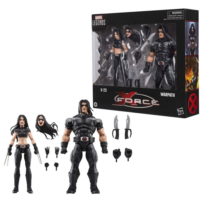 HASBRO - Figurines articulées Marvel Legends X-Force 15 cm - 2 personnages X-23 & Warpath - 9 accessoires inclus (boîte blister)