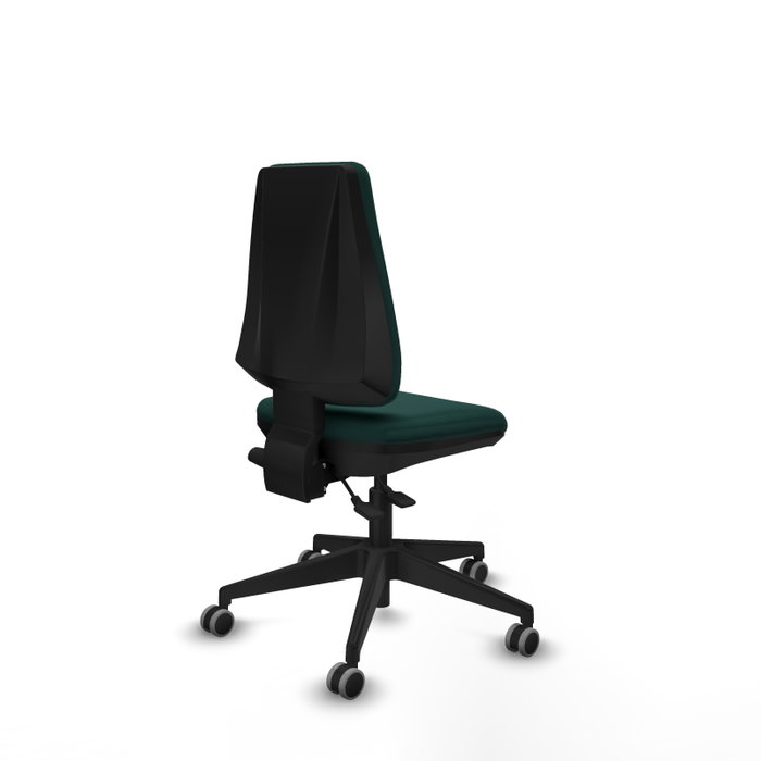 Chaise Elche Asynchrone Cuir écologique Vert foncé Base pyramidale noire Sans accoudoirs Sans appui-tête Roulettes 65mm pour moquette Chaise Elche Asynchrone Cuir écologique Vert foncé Base pyramidale noire Sans accoudoirs Sans appui-tête Roulettes 65mm pour moquette
