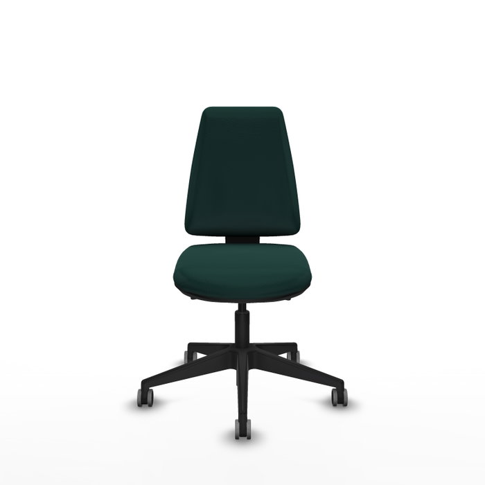 Chaise Elche Asynchrone Cuir écologique Vert foncé Base pyramidale noire Sans accoudoirs Sans appui-tête Roulettes 65mm pour moquette Chaise Elche Asynchrone Cuir écologique Vert foncé Base pyramidale noire Sans accoudoirs Sans appui-tête Roulettes 65mm pour moquette