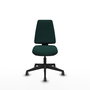 Chaise Elche Asynchrone Cuir écologique Vert foncé Base pyramidale noire Sans accoudoirs Sans appui-tête Roulettes 65mm pour moquette