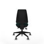 Chaise Elche Asynchrone Cuir écologique Vert foncé Base pyramidale noire Sans accoudoirs Sans appui-tête Roulettes 65mm pour moquette
