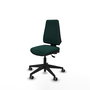 Chaise Elche Asynchrone Cuir écologique Vert foncé Base pyramidale noire Sans accoudoirs Sans appui-tête Roulettes 65mm pour moquette
