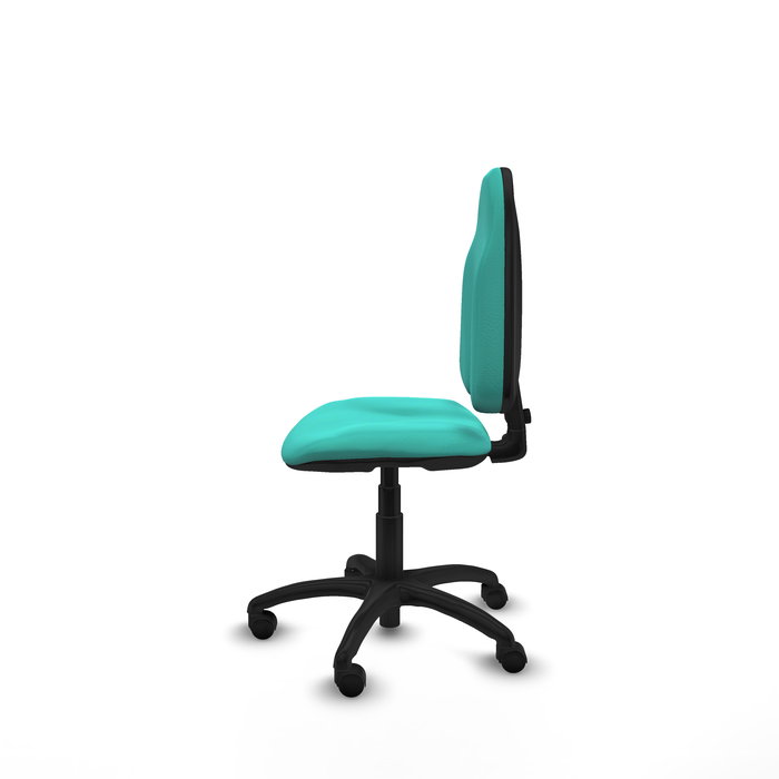 Chaise Algarra Contact permament de base Cuir écologique Turquoise Structure polyamide noire Sans accoudoirs Sans appui-tête Roulettes en nylon 50 mm