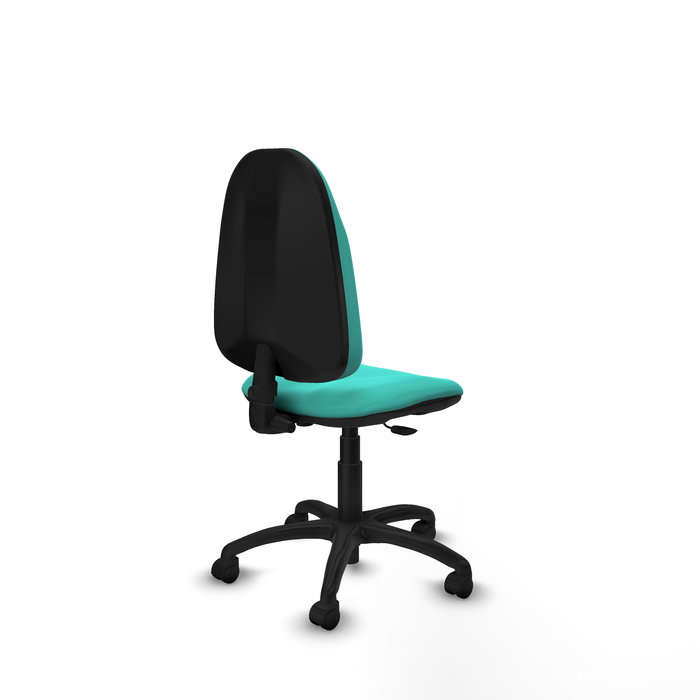 Chaise Algarra Contact permament de base Cuir écologique Turquoise Structure polyamide noire Sans accoudoirs Sans appui-tête Roulettes en nylon 50 mm