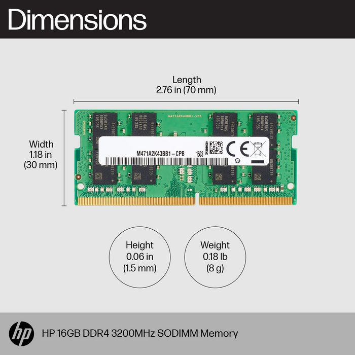 HP - Module mémoire SODIMM DDR4 16 Go 3200 MHz pour ordinateur portable