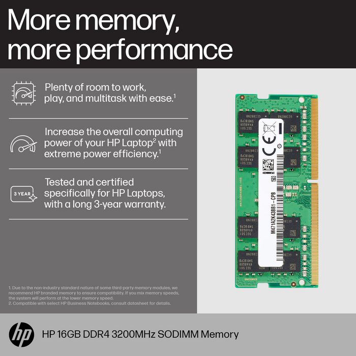 HP - Module mémoire SODIMM DDR4 16 Go 3200 MHz pour ordinateur portable
