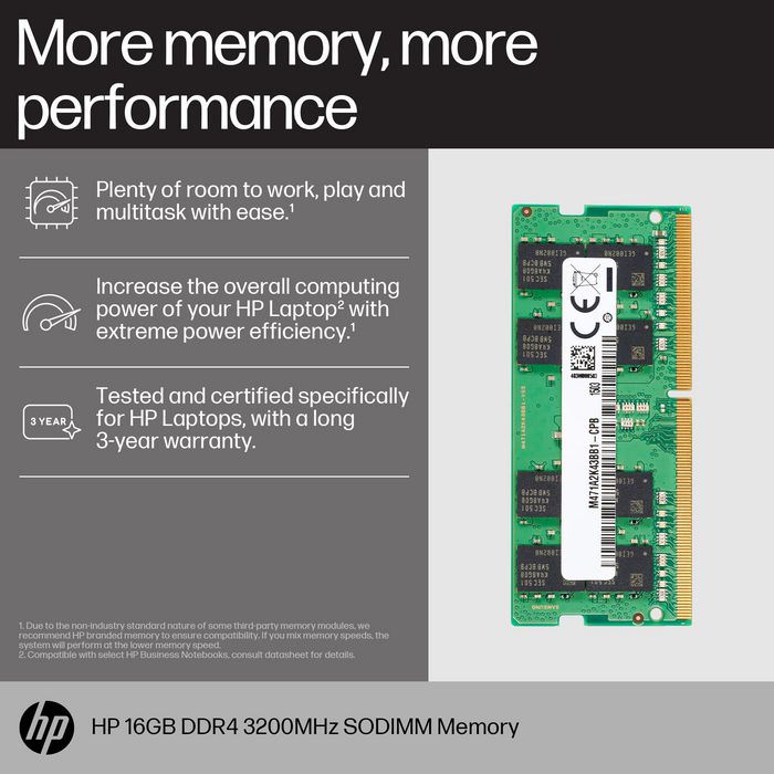 HP - Module mémoire SODIMM DDR4 16 Go 3200 MHz pour ordinateur portable