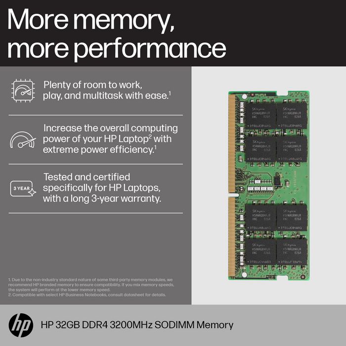 HP - Module mémoire SODIMM DDR4 16 Go 3200 MHz pour ordinateur portable