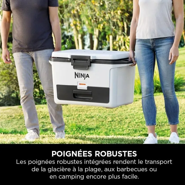 Ninja FrostVault FB151EU - Glacière Rigide Roulante 47L Blanche - Technologie Dry Zone - 6 Jours de Fraîcheur