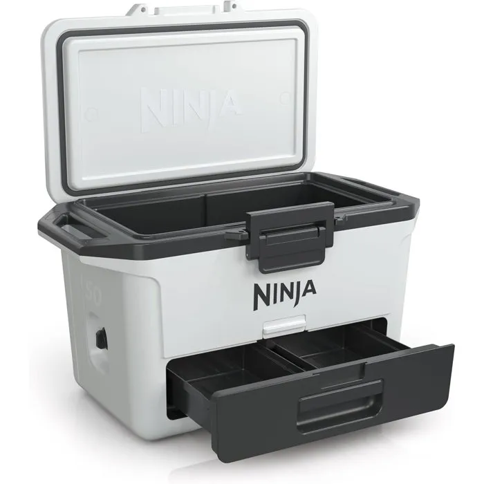 Ninja FrostVault FB151EU - Glacière Rigide Roulante 47L Blanche - Technologie Dry Zone - 6 Jours de Fraîcheur