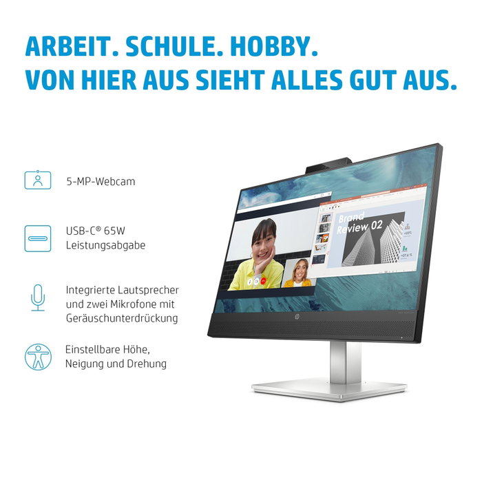 HP E24m G4 Écran de conférence USB-C FHD 23,8 pouces Noir