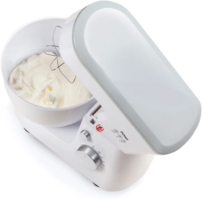 Domo Robot Pâtissier DO9241KR - 600 W, Moteur Puissant, 6 Vitesses, Bol 4 L, Mouvement Planétaire, Blanc - Pour Pâte, Crèmes et Préparations Maison