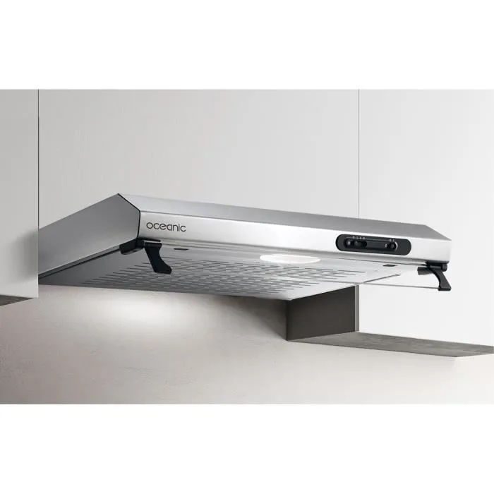Oceanic OCEAHC205S - Hotte casquette 60 cm, débit d'air 205 m3/min, Classe énergétique C, finition silver