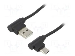 QOLTEC Câble USB 2.0 avec prises USB A et USB C angulaires, 1m