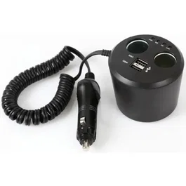 Auto T Station Multiprise USB sur Porte Boisson 12/24V Noir