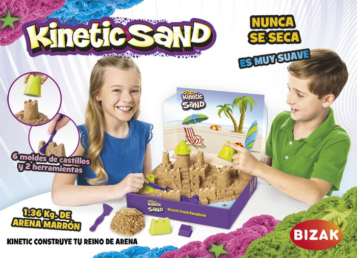 Kinetic Sand - Set de Sable Magique Kinetic Sand pour Construire Son Royaume - 1,36 kg de Sable avec 6 Moules de Châteaux et 2 Outils - Âge Recommandé : +3 Ans