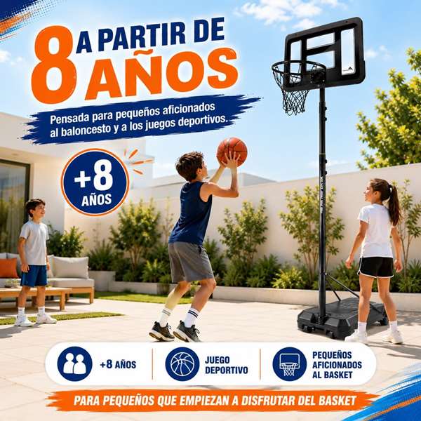 JugaToys Panier de basketball avec pied, ballon gonflable et gonfleur 76x306x72cm