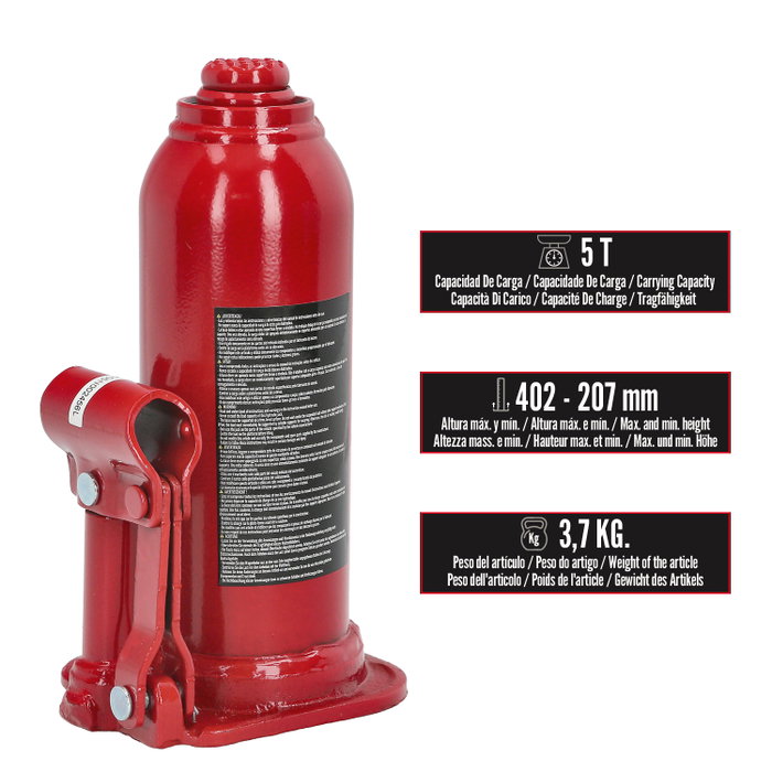 WOLFPACK LINEA PROFESIONAL Cric Hydraulique Bouteille 5000 kg