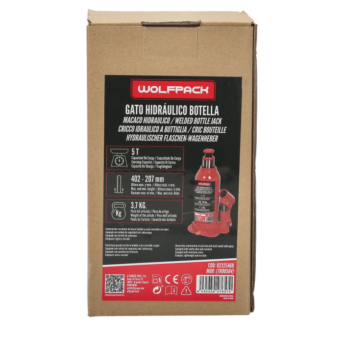 WOLFPACK LINEA PROFESIONAL Cric Hydraulique Bouteille 5000 kg
