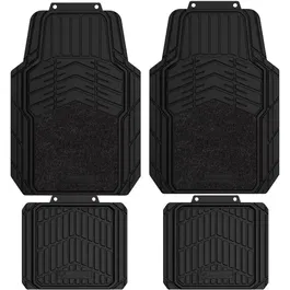 Michelin - Set de 4 tapis de voiture universels, caoutchouc et moquette noir, résistants et antidérapants