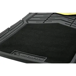 Michelin - Set de 4 tapis de voiture universels, caoutchouc et moquette noir, résistants et antidérapants