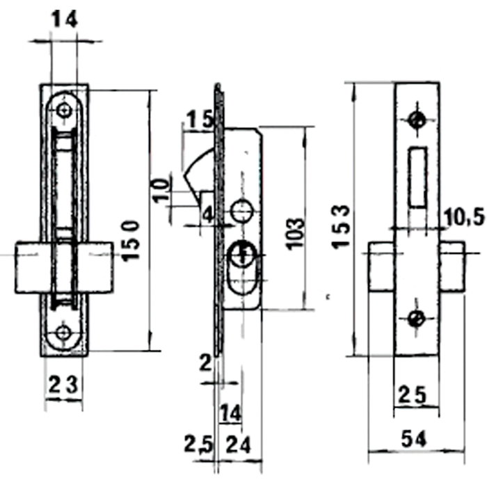 LINCE Serrure 5555 pour menuiserie aluminium 14 mm LINCE Serrure 5555 pour menuiserie aluminium 14 mm