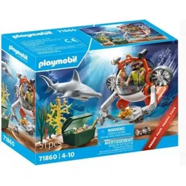 Playmobil 71860 - Set de jeu Les explorateurs : Chasse au trésor avec sous-marin et requin, 51 pièces, pour enfants dès 4 ans