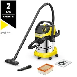 Kärcher WD 5 S V-25/5/22 Aspirateur eau et poussières 1100W - Fonction soufflerie, cuve inox 25 L, flexible 2.2 m