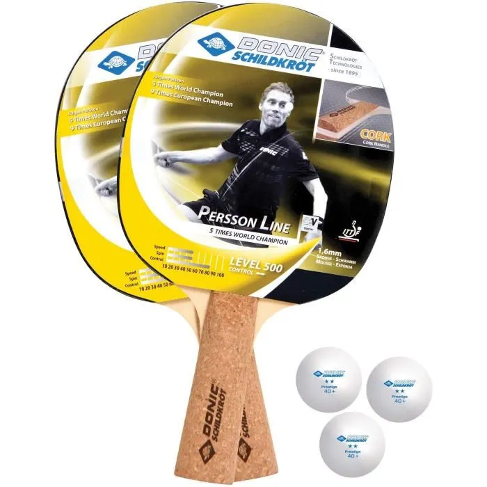 SCHILDKRÖT Set de Tennis de Table PERSSON 500 avec Raquettes et Revêtements ITTF - Jörgen Persson, Manche en Liège SCHILDKRÖT Set de Tennis de Table PERSSON 500 avec Raquettes et Revêtements ITTF - Jörgen Persson, Manche en Liège