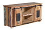 GINER Y COLOMER Buffet TV en bois recyclé multicolore, 2 portes coulissantes, 130x62x40 cm